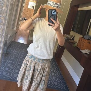 Neiman Marcus Cashmere Short Sleeve Sweater Classic white